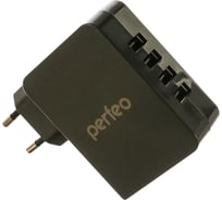 Сетевое зарядное устройство PERFEO с разъемом 4xUSB 4.9А черный CUBE 4 PF_A4137 30 011 219