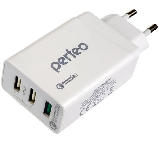 Сетевое зарядное устройство PERFEO с разъемом 3xUSB QC3.0 белый FAST 3 PF_A4142 30 011 222
