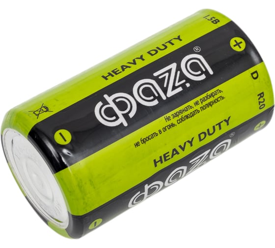 Элемент питания ФАZА солевой D/R20 1.5В Heavy Duty Shrink-2 (уп.2шт) 5002357