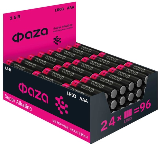 Батарейка ФАZА Элемент питания алкалиновый AAA/LR03 1.5В Super Alkaline box-96 (уп.96шт) DISPLAY 2854674