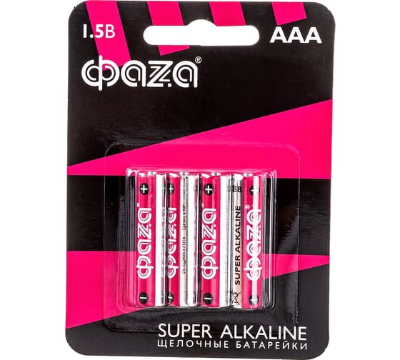 Алкалиновые элементы питания ФАZА LR03 Super Alkaline BL-4 5000254
