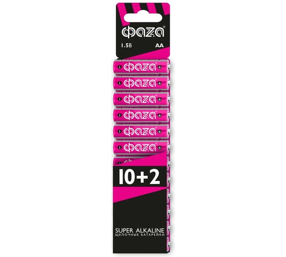 Батарейка Элемент питания алкалиновый AA/LR6 1.5В Super Alkaline SBL-(10+2) ФАZА (упаковка 12 шт) 2854582