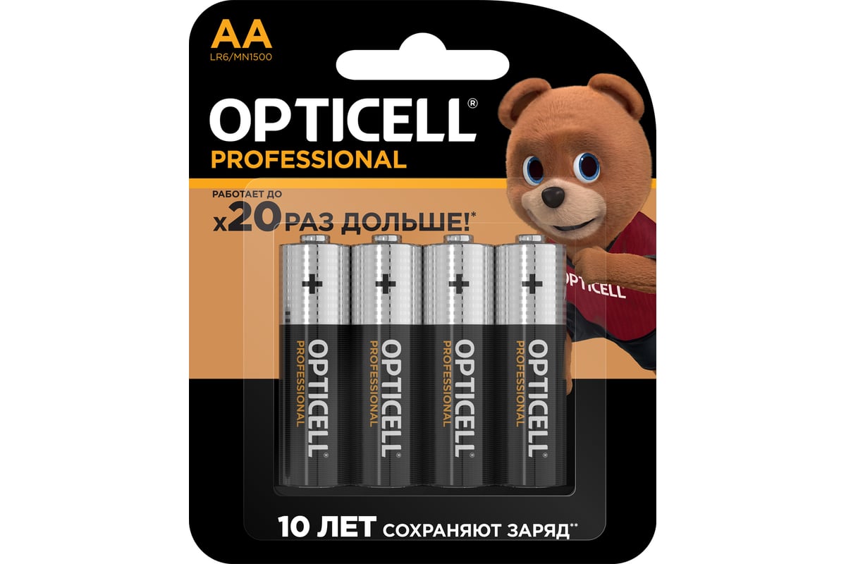 Батарейки OPTICELL PROFESSIONAL AA 4шт 5052001 - выгодная цена, отзывы,  характеристики, фото - купить в Москве и РФ