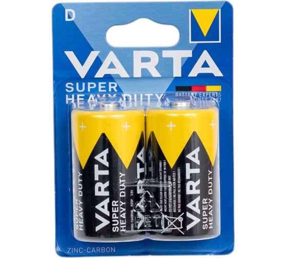 Батарейка Varta SUPER R20 D BL2 Heavy Duty 4008496556342