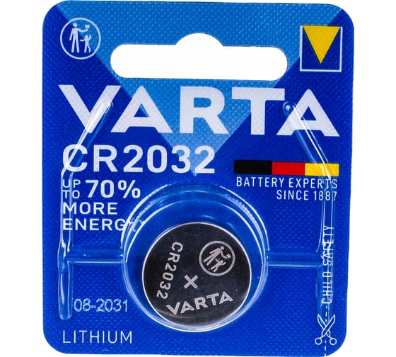 Элемент питания Varta ELECTRONICS CR 2032 6032101401 4008496276882 - выгодная цена, отзывы, характеристики, фото - купить в Москве и РФ
