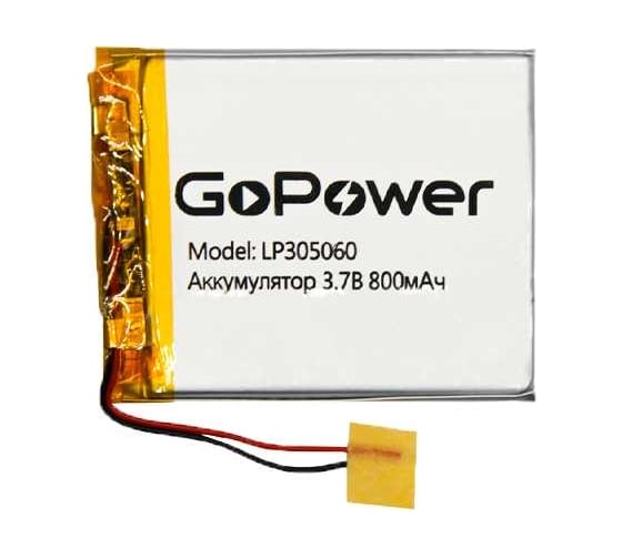 Аккумулятор GoPower Li-Pol LP305060 PK1 3.7V 800mAh 00-00019617 1
