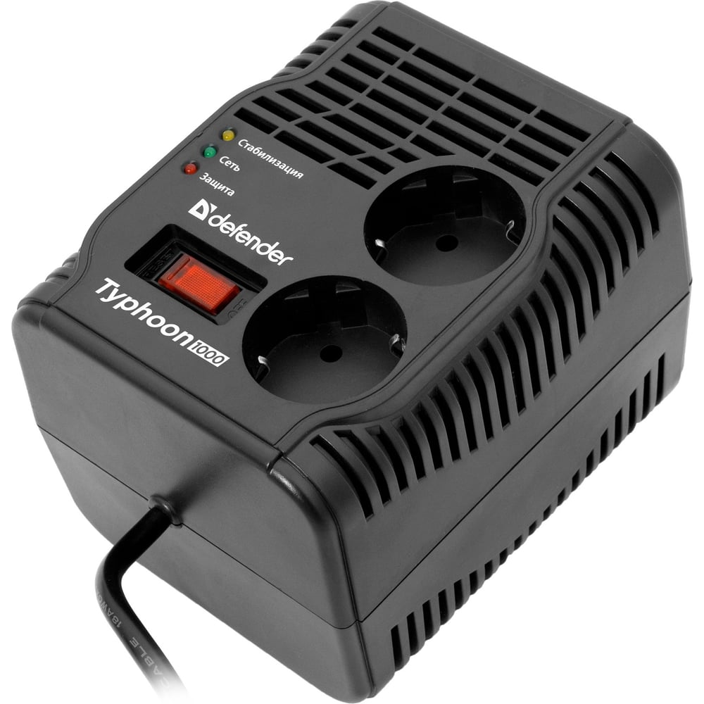 Стабилизатор напряжения Defender AVR Typhoon 1000 320 Вт, 2 розетки ...