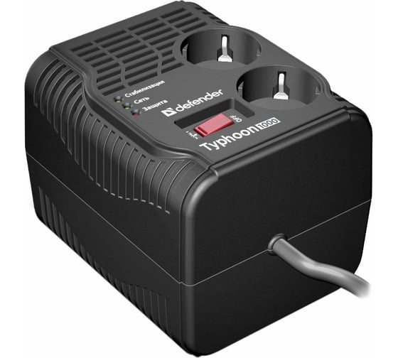 Стабилизатор напряжения Defender AVR Typhoon 1000 320 Вт, 2 розетки 99033