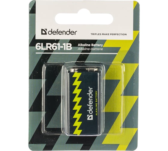 Алкалиновая батарейка Defender 6LR61-1B Крона, в блистере 1шт, 9 В 56042