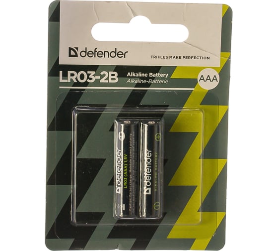 Алкалиновая батарейка Defender LR03-2B AAA, в блистере 2 шт 56003
