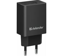 Сетевой адаптер Defender EPA-10 черный, 1xUSB, 5V/2.1А, пакет 83572