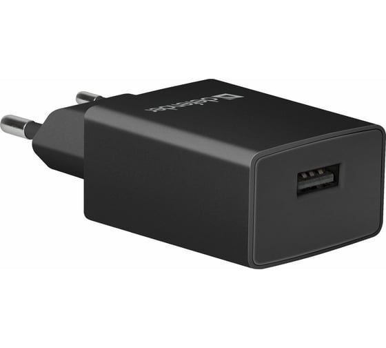 Сетевой адаптер Defender EPA-10 черный, 1xUSB, 5V/2.1А, пакет 83572