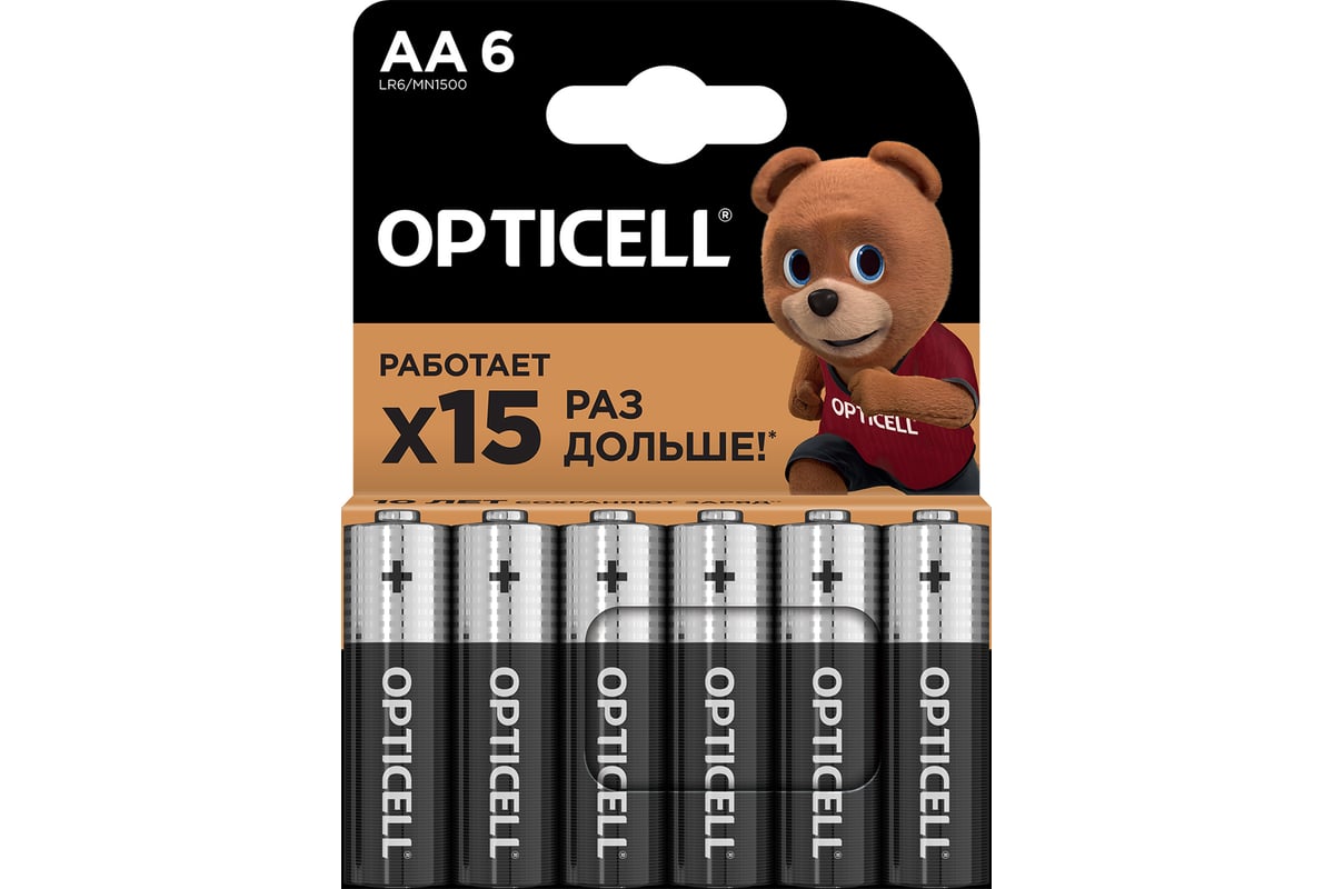 Батарейки Opticell AA 6шт 5051006 - выгодная цена, отзывы, характеристики,  фото - купить в Москве и РФ