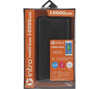 USB Power Bank Intro black leather, 10 000 mAh, зарядки25, PB1001, Б0033142