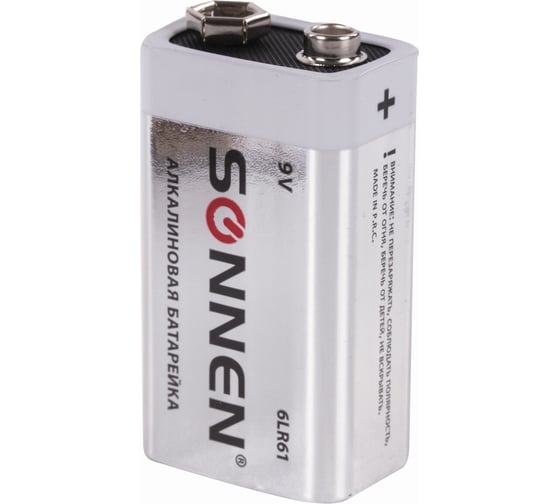Батарейка SONNEN Alkaline, Крона алкалиновая, 1 шт., в блистере, 451092