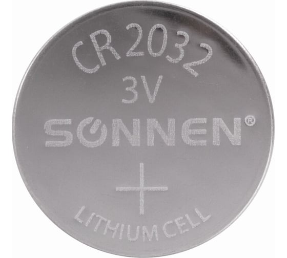 Батарейка SONNEN Lithium, CR2032, литиевая, 1 шт., в блистере, 451974