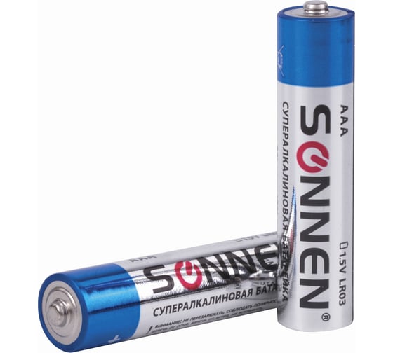 Батарейки SONNEN Super Alkaline, AAA алкалиновые, 4 шт., в блистере, 451096