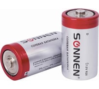 Батарейки SONNEN D солевые, 2 шт., в блистере, 451100