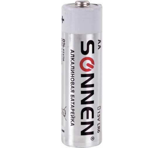Батарейки SONNEN Alkaline, АА алкалиновые, 2 шт., в блистере, 451084