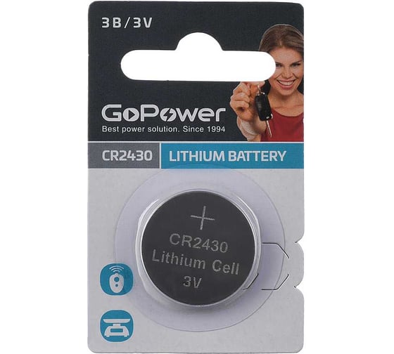 Батарейка GoPower CR2430 BL1 Lithium 3V 00-00023124 1