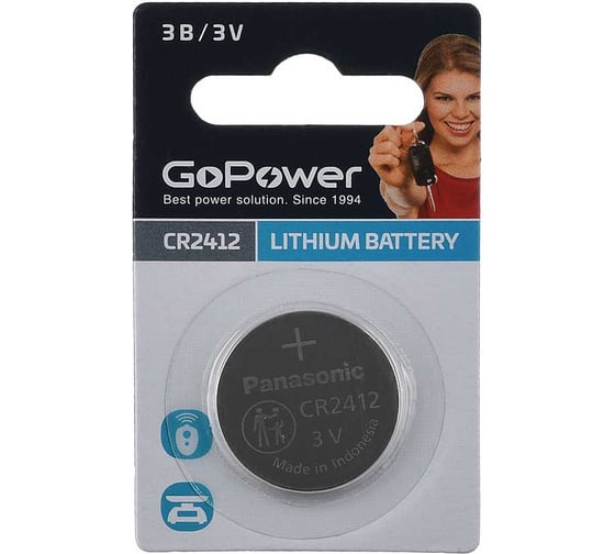 Батарейка GoPower CR2412 BL1 Lithium 3V 00-00021266 1