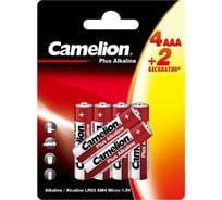 Батарейки Camelion New plus alkaline 4+2 lr03 (4+2lr03-bp, 1.5в) 6 шт блистер 15307