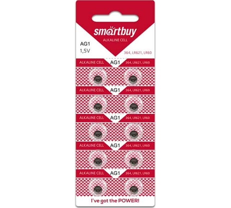 Батарейка Smartbuy часовая ag1-10b (100/2000) упаковка 10 шт. SBBB-AG1-10B