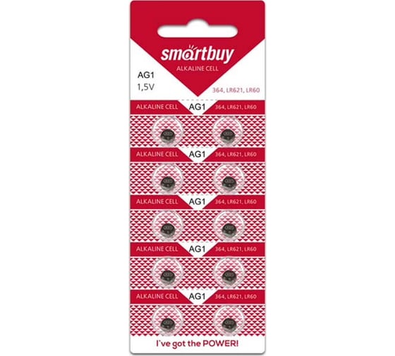 Батарейка Smartbuy часовая ag1-10b (100/2000) упаковка 10 шт. SBBB-AG1-10B