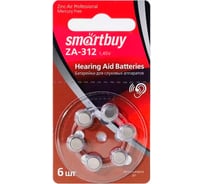 Батарейка Smartbuy для слуховых аппаратов a312-6b (60/3000) упаковка 6 шт. SBZA-A312-6B