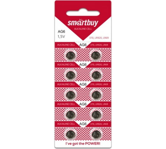 Батарейка Smartbuy часовая ag6-10b (100/2000) упаковка 10 шт. SBBB-AG6-10B