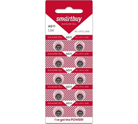 Батарейка Smartbuy часовая ag11-10b (100/2000) упаковка 10 шт. SBBB-AG11-10B