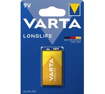 Батарейка Varta LONGLIFE Крона 6LR61 BL1 Alkaline 9V (4122) 4122101411 RPL00176