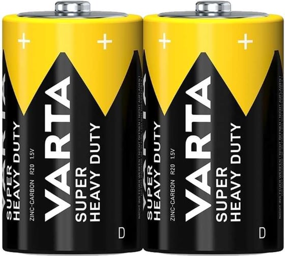 Батарейка Varta SUPERLIFE R20 D, Shrink 2 Heavy Duty 1.5V (2020) 24 шт. в уп. 02020101302