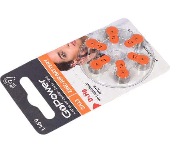 Батарейка GoPower ZA13 BL6 Zinc Air 00-00022494