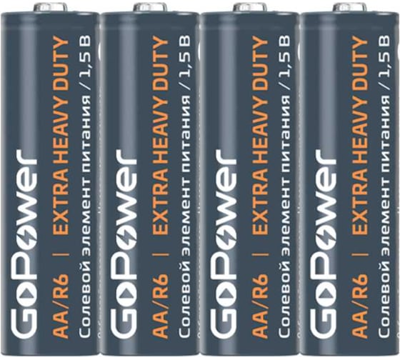 Батарейка GoPower R6 AA Shrink 4 Heavy Duty 1.5V 60 шт 00-00015592