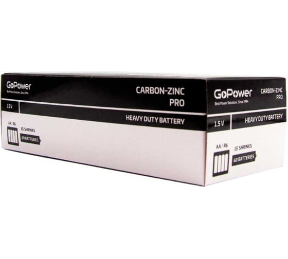 Батарейка GoPower R6 AA Shrink 4 Heavy Duty 1.5V 60 шт 00-00015592 1