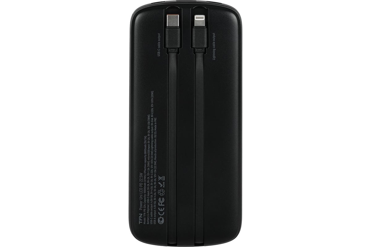 АКБ TFN 10000mah, power uni lcd pd, 22.5w, черный TFN-PB-324-BK