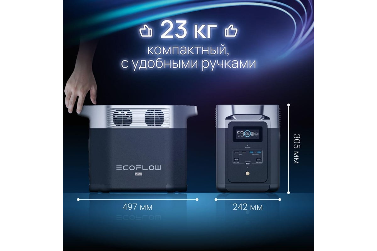 Портативная зарядная станция EcoFlow DELTA 2 Max 4895251604772 - выгодная  цена, отзывы, характеристики, 1 видео, фото - купить в Москве и РФ