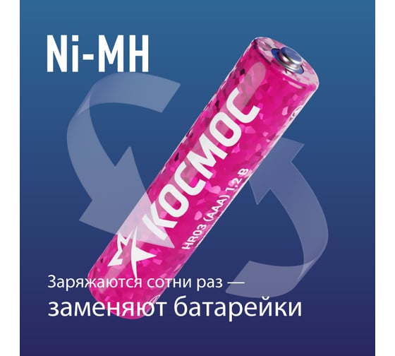 Аккумулятор КОСМОС R03 1100mAh Ni-Mh 12 в спайке KOCR03NIMH1100mAh12S