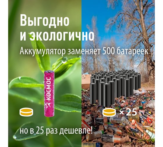 Аккумулятор КОСМОС R6 2800mAh Ni-Mh 12 в спайке KOCR6NIMH2800mAh12S