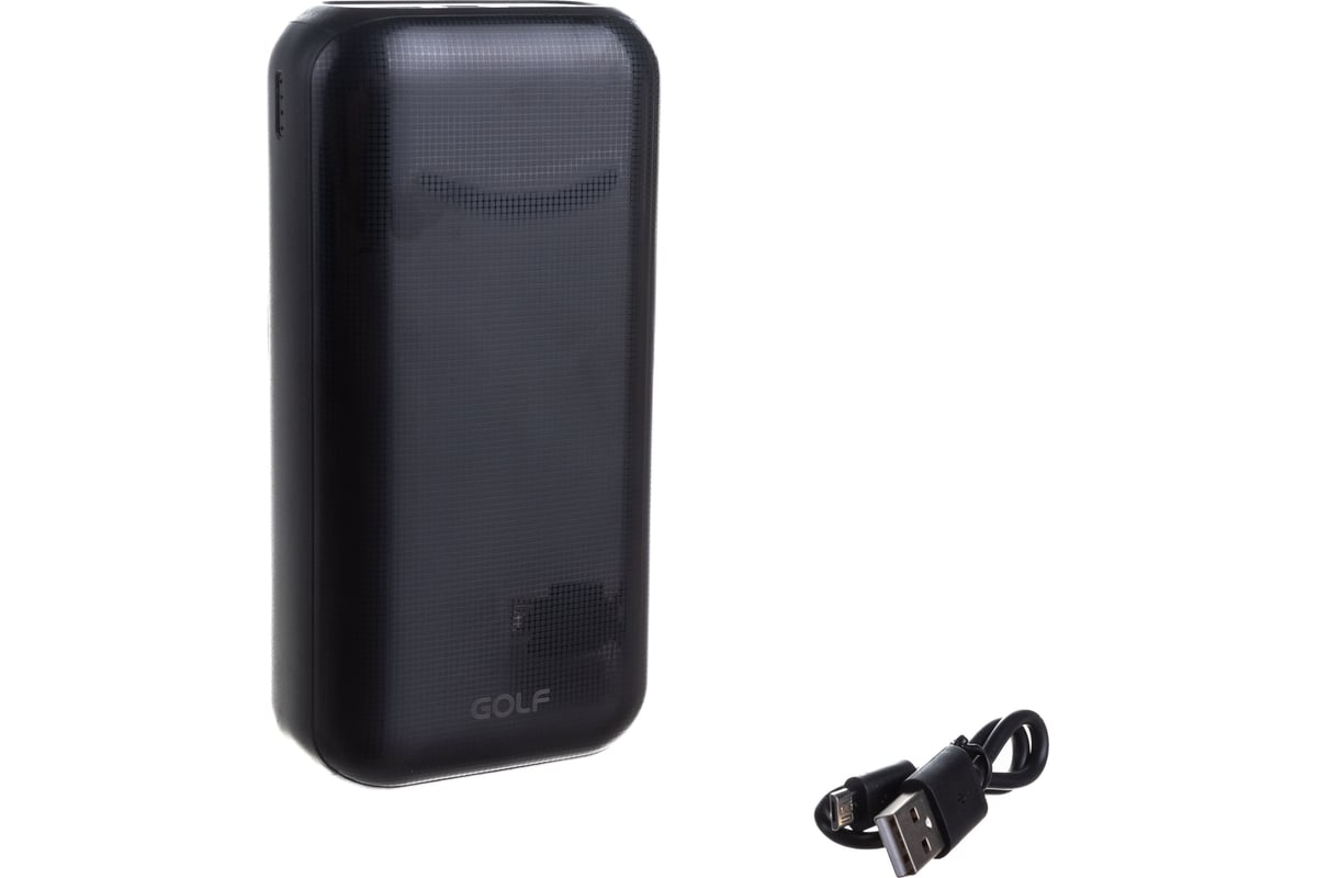 Внешний аккумулятор GOLF G55-C Powerbank 30000 mah Micro USB выход Type-C  2.1A USB 1 А 2.1A черный 30013842