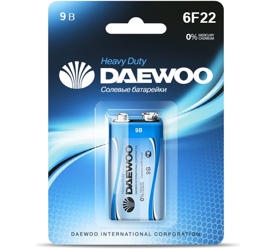 Солевая батарейка Daewoo 6F22 Heavy Duty BL-1 1030306
