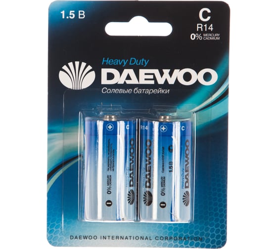 Солевая Батарейка Daewoo R14 Heavy Duty BL-2 1030511 1