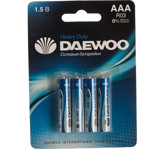 Солевая батарейка Daewoo R03 Heavy Duty 4 шт 1030207
