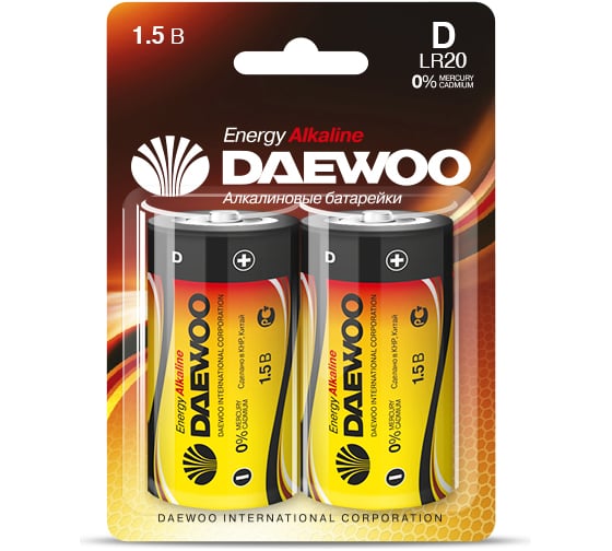 Алкалиновая батарейка Daewoo LR20 ENERGY Alkaline BL-2 1030429 1