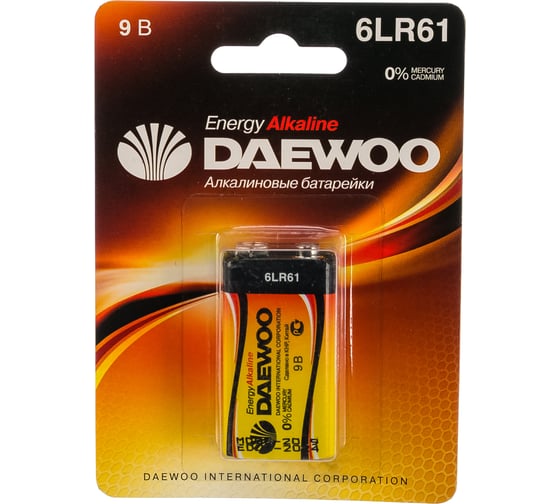 Алкалиновая батарейка Daewoo 6LR61 ENERGY Alkaline BL-1 1030320