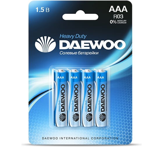 Солевая батарейка Daewoo R03 Heavy Duty BL-4 1030481 1