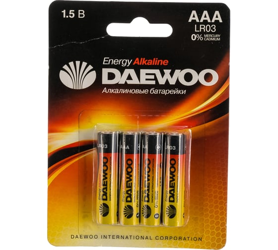 Алкалиновая батарейка Daewoo LR03 ENERGY Alkaline BL-4 1030399