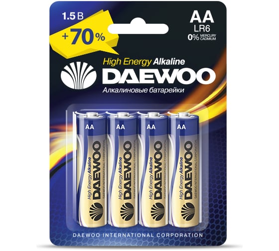 Алкалиновая батарейка Daewoo LR 6 HIGH ENERGY Alkaline BL-4 5006812
