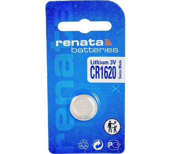 Литиевая батарейка Renata CR 1620 Li/MnO2 68mAh, 3V NEW 12705